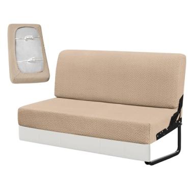 Imagem de YUJIASH Capas de sofá de trailer para sofá-cama, 2 peças de capas de encosto e deslizantes de assento, para sofá Jackknife, capa de móveis para trailer (cáqui)