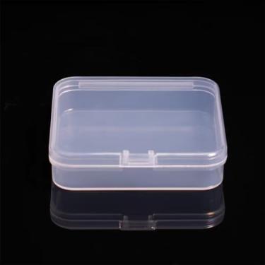 Imagem de Meniala Mini caixas de armazenamento de plástico transparente com tampas articuladas, recipientes organizadores transparentes, estojos quadrados para joias, contas, artesanato, pílulas, tampões de