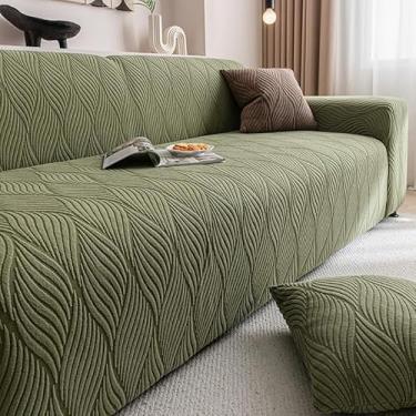 Imagem de Capa de sofá 1, 2, 3, 4 e 5 lugares, protetor móveis veludo grosso luxo, capa cor sólida, elástica para cadeira reclinável(Green,3-seat 190-230cm)