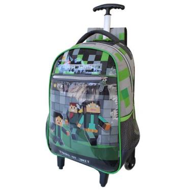 Imagem de Mochila Escolar Com Carrinho Denlex Gamecraft Juvenil Menino, Mochila 