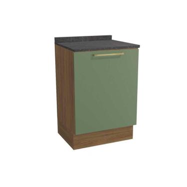 Imagem de Balcão Cozinha P/ Cooktop C/ Tampo Botanic M629 C/ 1 Porta 60cm Nogueira/oliva/cinzel - Kappesberg