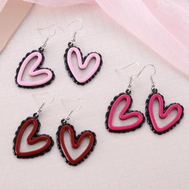 Imagem de Brincos femininos com pingente de coração vazado para dia dos namorados, acessórios de joias, presentes de dia dos namorados, Medium, Liga de aço, Zircônia cúbica