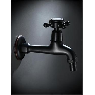 Imagem de Torneira externa preta antiga de latão, torneira de máquina de lavar, torneira de vaso sanitário, torneira, torneira decorativa para jardim ao ar livre