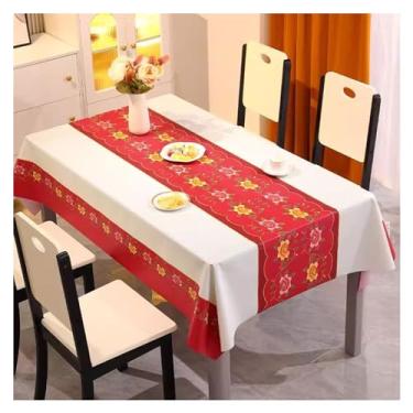 Imagem de Toalha de mesa vermelha ambiente toalhas de mesa laváveis PVC toalhas de mesa de jantar toalhas de mesa de café tapete de mesa retangular (B, 120 x 170 cm)