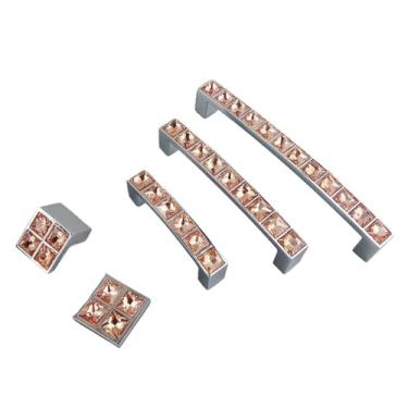 Imagem de Puxador de diamante laranja de vidro cristal ferragens puxadores de gaveta de porta guarda-roupa armários de cozinha armário gaveta puxadores 2 peças (128 mm)