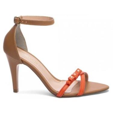 Imagem de Sandália Feminina Salto Alto Fino 9cm Bico Fino Conforto Estilo Laranja-Feminino