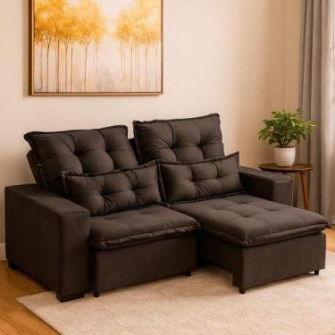 Imagem de Sofá Retrátil e Reclinável 3 Lugares Rincão Yares Suede Chumbo, 230 cm