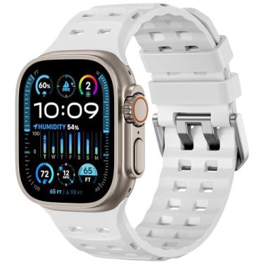 Imagem de Adorve Pulseira de silicone masculina compatível com Apple Watch Ultra 3/2/1 de 49 mm - Pulseira de silicone esportiva oceânica à prova d'água para iWatch de 46 mm, 45 mm, 44 mm, 42 mm, séries 11, 10