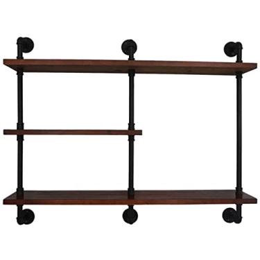 Imagem de Prateleiras de canto, prateleiras flutuantes montadas na parede, 3 camadas, decoração de parede, suporte de prateleira de tubo de ferro para quarto, sala de estar, banheiro, cozinha, escritório e mais