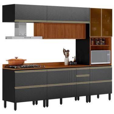 Imagem de Cozinha Modulada 5 Pecas 270 cm Ripado DP2705 Demartez - Demartêz, Nog