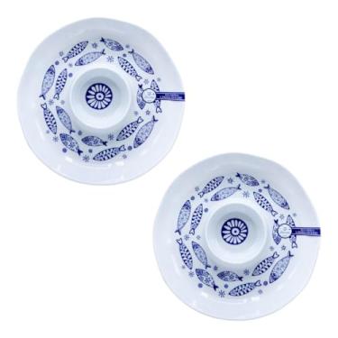 Imagem de Petisqueira Melamina Resistente 2 Divisórias Decoração De Peixe Cozinha Restaurante Japones