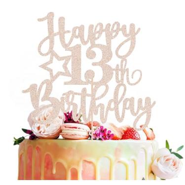 Imagem de MYAMPED Topo de bolo de feliz aniversário de 13 anos - Decoração de bolo de aniversário de 13 anos, decoração de bolo de aniversário de 13 anos, decoração fabulosa, adereços para cabine de fotos