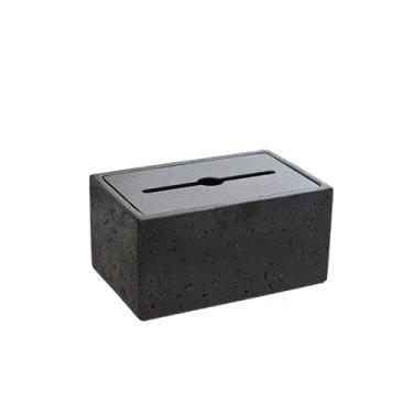 Imagem de Caixa de toalhas Caixa de lenços papel mesa cimento criativo, caixa hotel luxo, ornamentos decorativos Organizador para Home(Preto)