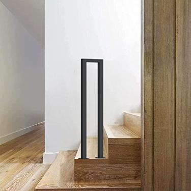 Imagem de Corrimão de varanda frontal de ferro forjado para degraus de cimento e madeira, corrimão de escada de metal moderno com haste de suporte de segurança de 55 cm (1,8 pés)