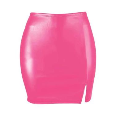 Imagem de Saia Curta De Couro Preta De Cintura Alta Para Mulheres, Vestido Sexy 