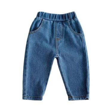 Imagem de Calças Casuais Versáteis De Moda Coreana Para Bebês Unissex, Jeans Par