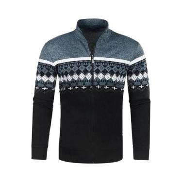 Imagem de Jaqueta De Moletom Masculina Com Zíper, Estampada, Quente E Solta Para