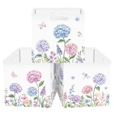 Imagem de Clastyle Conjunto organizador de cubo de armazenamento de flores para mulheres, armário dobrável, caixa de armazenamento para berçário, caixa de brinquedo, prateleira de livros, cesta de livros