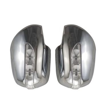 Imagem de Adesivos de fibra de carbono tampa do espelho da porta lateral com LED compatível com Toyota Hiace Commuter 2008 2012-2018 acessórios retrovisores do carro(Chrome)