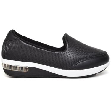 Imagem de Tênis Slip-on Feminino Modare Original Esportivo com Solado Air, Malha Perfurada, Preto e Branco (BR, Adulto, Numérico, 37)