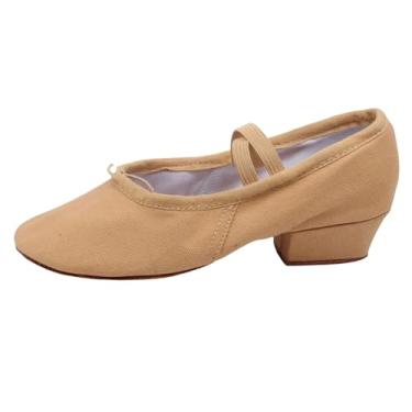 Imagem de Tênis feminino versátil plus size adulto com sola macia com cadarço para professor de lona de dança primavera verão, Caqui, 36