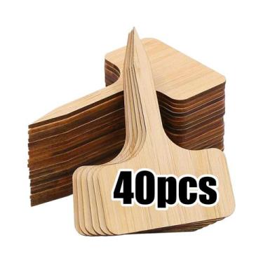 Imagem de Etiquetas De Plantas De Bambu Impermeáveis Tipo T Para Jardim, Marcado