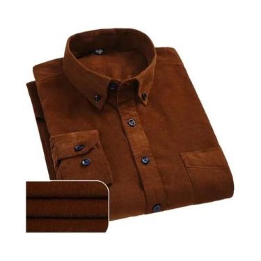 Imagem de Camisa De Corduroy Masculina 7XL 6XL De Manga Longa 100% Algodão Casua