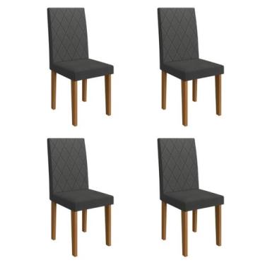 Imagem de Kit 4 Cadeiras de Jantar Estofadas 43,5cm Multimóveis CR50219, Grafite