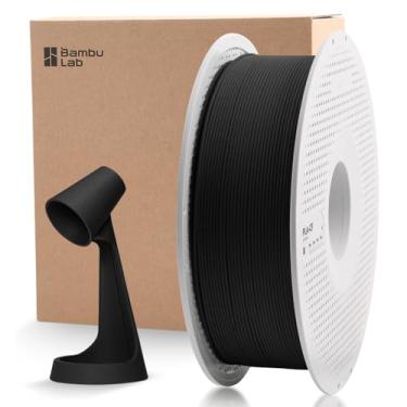 Imagem de ENOMAKER Bamboo Lab PLA-CF Filamento de impressora 3D de carbono - Preto 14100, 1,75 mm 1kg com carretel reutilizável, filamento de impressão 3D reforçado com PLA de fibra de carbono, impressão