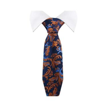 Imagem de Gravata Masculina Slim Paisley De 36 Cores, Luxuosa, Azul Vintage, Par
