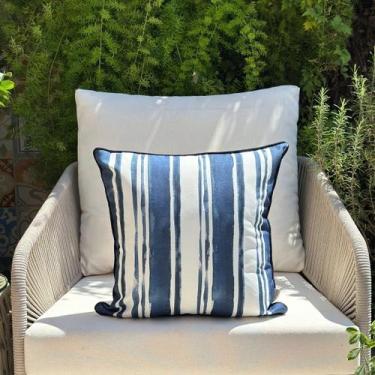 Imagem de Capa Almofada Impermeável Listras 45x45 Azul - AMOFADAS
