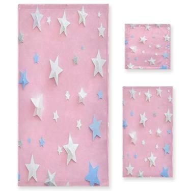 Imagem de xigua White Stars Conjunto de toalhas de banheiro absorvente macio 3 peças toalha de banho toalha de mão toalhas decorativas para banheiro, academia, hotel, praia, piscina