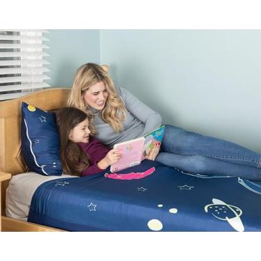 Imagem de FRIENDLY CUDDLE Lençol de compressão sensorial, tecido elástico, tamanho solteiro 99 cm L x 189 cm C, lavável na máquina (algodão doce céu, completo)