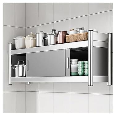 Imagem de Armário de parede de aço inoxidável resistente com portas deslizantes - Solução de armazenamento de cozinha comercial para bares, escolas e garagens - Organizador de parede durável