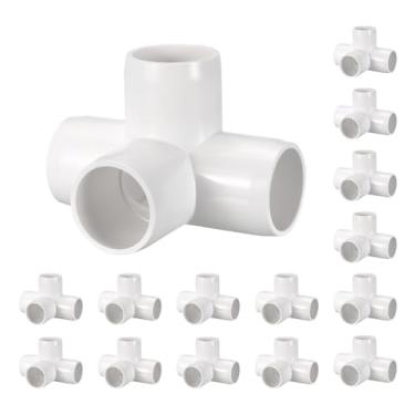 Imagem de Kozelo Pacote com 15 encaixes de tubulação de cotovelo de PVC SCH40 de 3/10.2 cm, encaixe em T de canto de cotovelo de 4 vias, conectores de tubo de grau de móveis para projeto DIY, proteção de lago