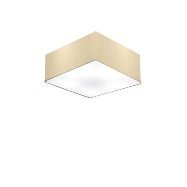 Imagem de Plafon Quadrado Vivare Md-3000 Cúpula Em Tecido 12/25x25cm - Bivolt Algodão-crú 127/220v