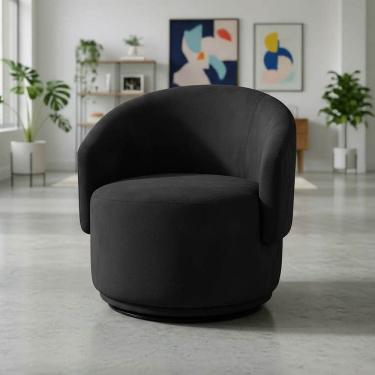 Imagem de Poltrona Decorativa Giratória Sala de Estar Recepção Suede Jasmine Preto