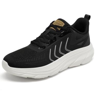 Imagem de Larwen Tênis feminino para caminhada: tênis leve e confortável para corrida atlética, Preto, 39