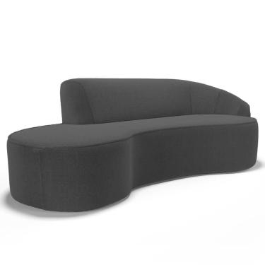 Imagem de Sofá Living 3 Lugares 260cm Braço Direito Mozart D06 Bouclê Chumbo - Mpozenato