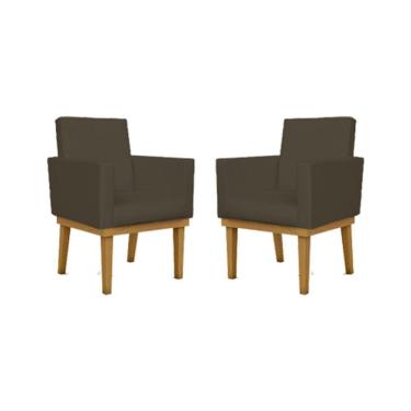 Imagem de Kit 02 Poltronas Decorativa Reforçada Courino marrom