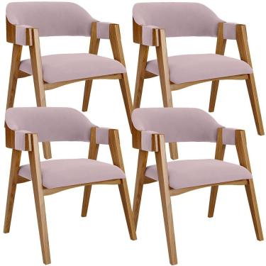 Imagem de Kit 04 Cadeiras Para Sala De Jantar E Estar Living Estofada Suran L02 Suede Rosê - Lyam