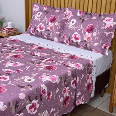 Imagem de Cobre Leito Casal Estampado Colcha Dupla Face Matelado c/ Porta Traves