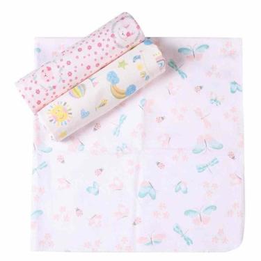 Imagem de Kit 3 Peças Cueiro Manta Flanelado 80X60Cm Feminino