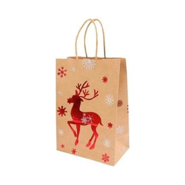 Imagem de Sacolas De Papel Kraft Para Presentes De Natal Do Papai Noel 2024, Emb