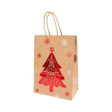Imagem de Sacolas De Papel Kraft Para Presentes De Natal Do Papai Noel 2024, Emb