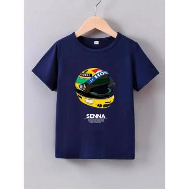 Imagem de Camiseta Infantil Menino em Algodão CAPACETE SENNA T Shirt Estampada G