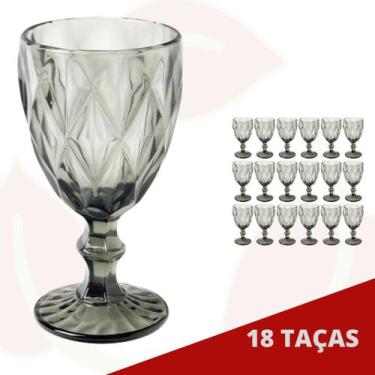 Imagem de 18 Taça Cinza Metalizada 340ML Diamond Vidro Elegante Chic Luxo - PRAT