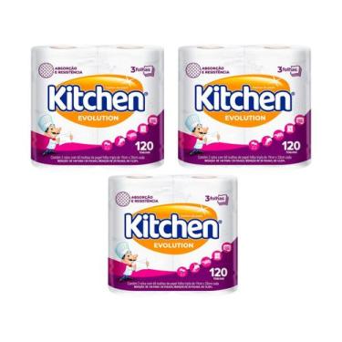 Imagem de Kit Papel Toalha Folha Tripla Kitchen - Total Absorv 3 Pacotes com 2 U