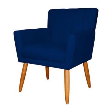 Imagem de Poltrona Decorativa Sala Cadeira Estofada c/ Pé palito Suede - Gold Ho