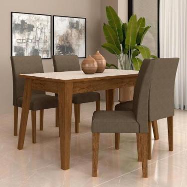 Imagem de Mesa 1,36 Com 4 Cadeiras Minnesota Freijó/Off Premium/Capuccino - Móve